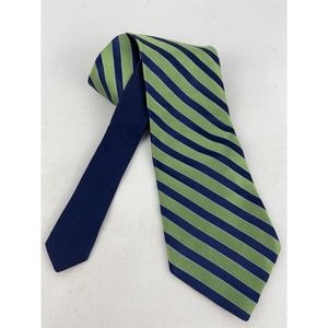 Tommy Hilfiger Necktie Blue Green Diagonal Stripe Silk Tie 57” Long 3.75” Wide